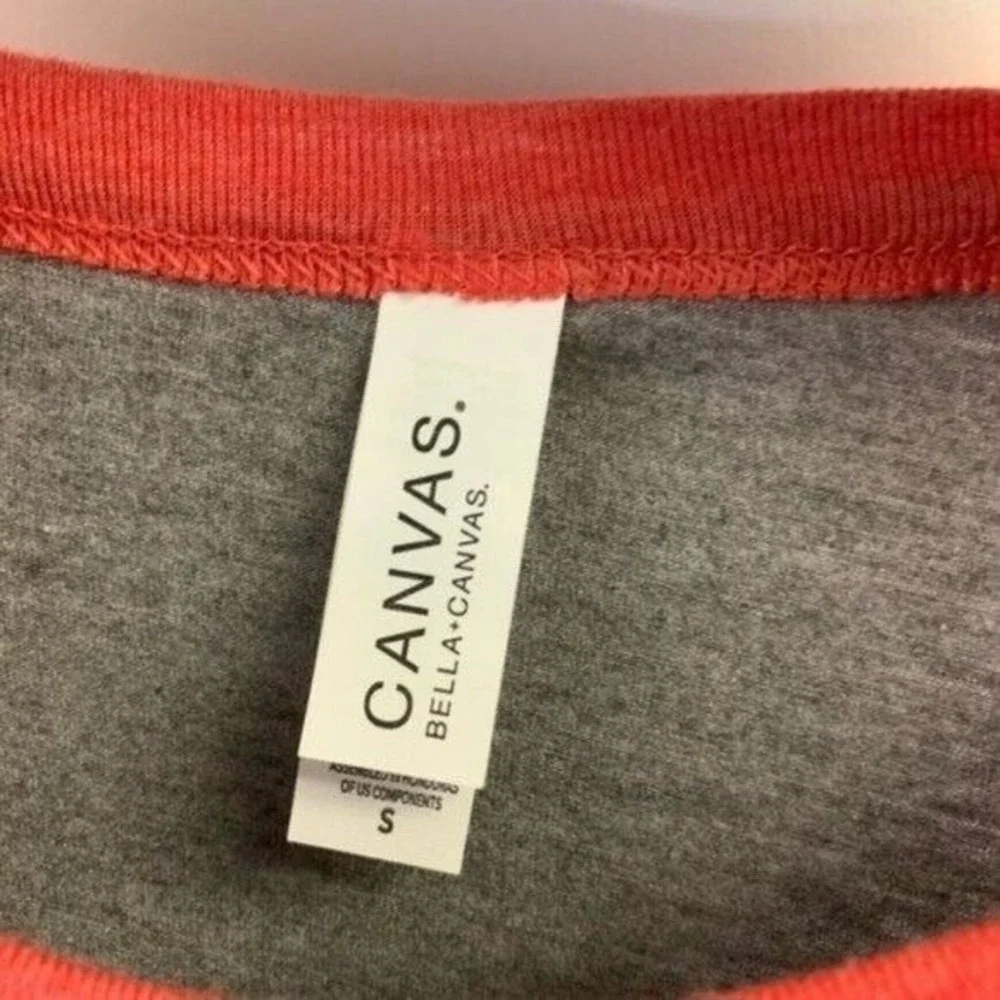 Bella‎ Canvas Shirt Size Small Pullover Grey Coral Raglan Humorous Foodie Casual
